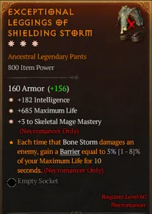 Exceptional leggings of shielding storm