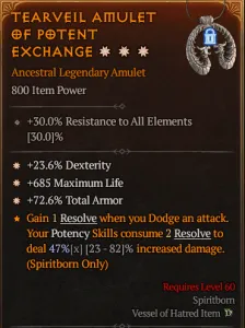 TEARVEIL AMULET OF POTENT EXCHANGE